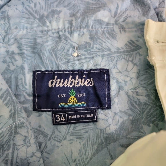 Chubbies The Sea Foams Green 5.5" Flat Front Stretch Twill Shorts Sz 34 NEW - Picture 11 of 14